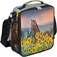 Vista 13 de Lonchera Flamingo para niños, bolsa de almuerzo aislada con piña para niñas y niños, bolsa de preparación de comidas congelable con correa