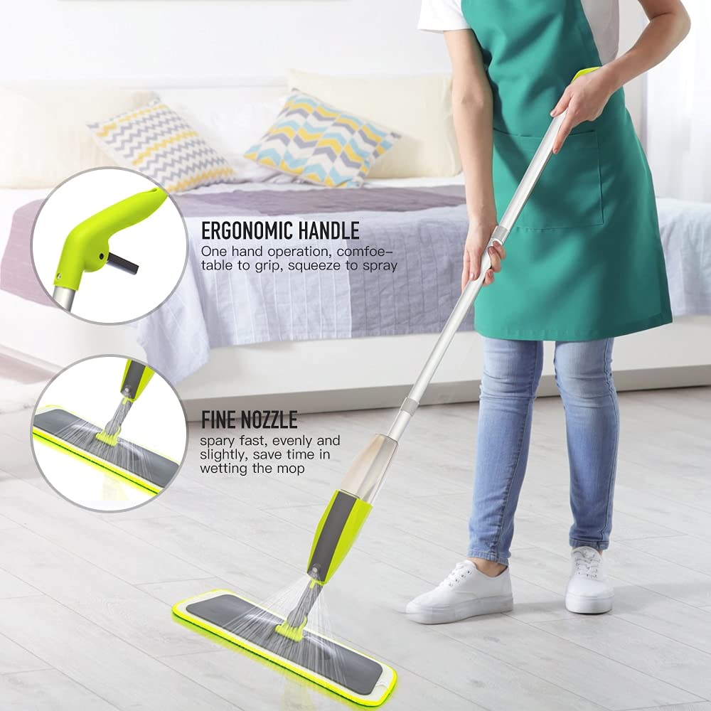 Mop Spray Mop Set scopa Magic Mop piatto Mops strumento per la pulizia della casa con cuscinetti in microfibra riutilizzabili mop pigro mop pulizia del pavimento (colore: bianco, dimensioni: 1 panno