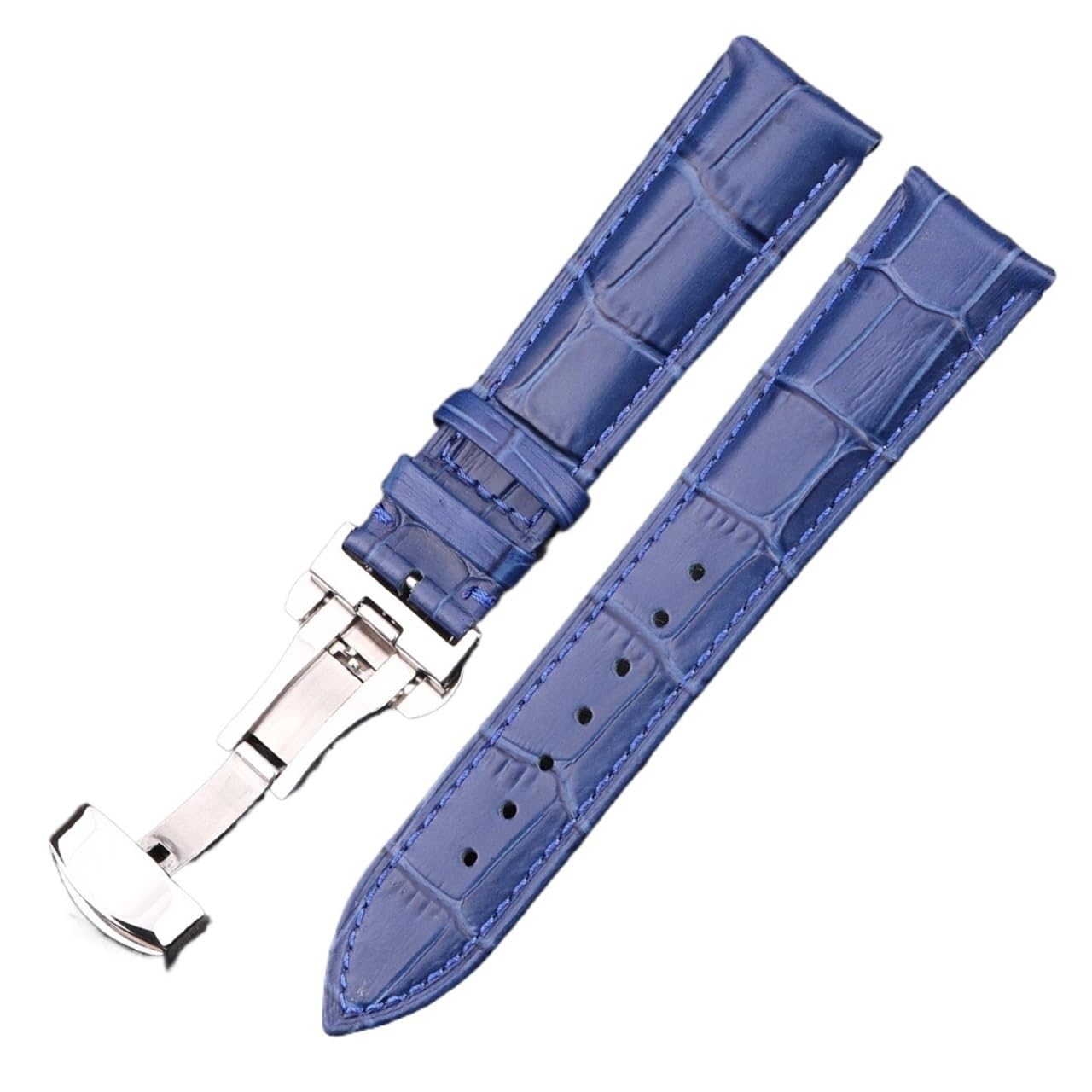 yingyingjia Bracelets de montre en cuir véritable 18 19 20 21 22 24 mm, bracelet de montre avec fermoir papillon en acier