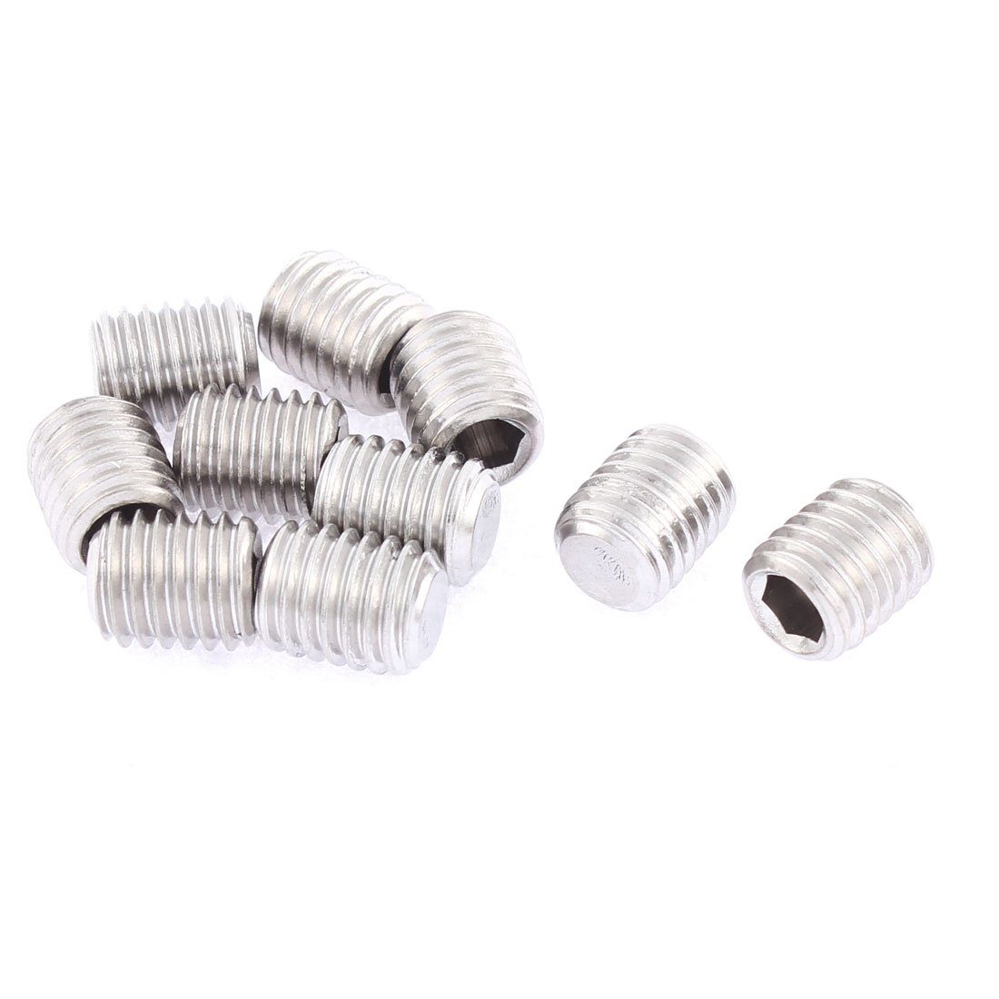 Sourcingmap M10x12mm 1.5mm Pitch Hex Socket Set Flat Point Grub Screws 10pcs