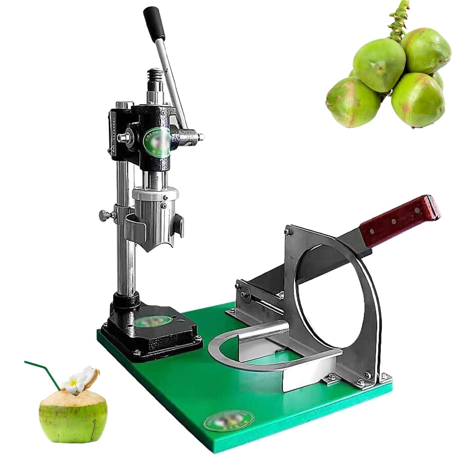 Kokosnussöffner-Maschine, manuelles zartes Kokosnuss-Schälwerkzeug, 304 Edelstahl, verstellbarer Blockierkreis, Kokoslochmacher für Küche und Bar