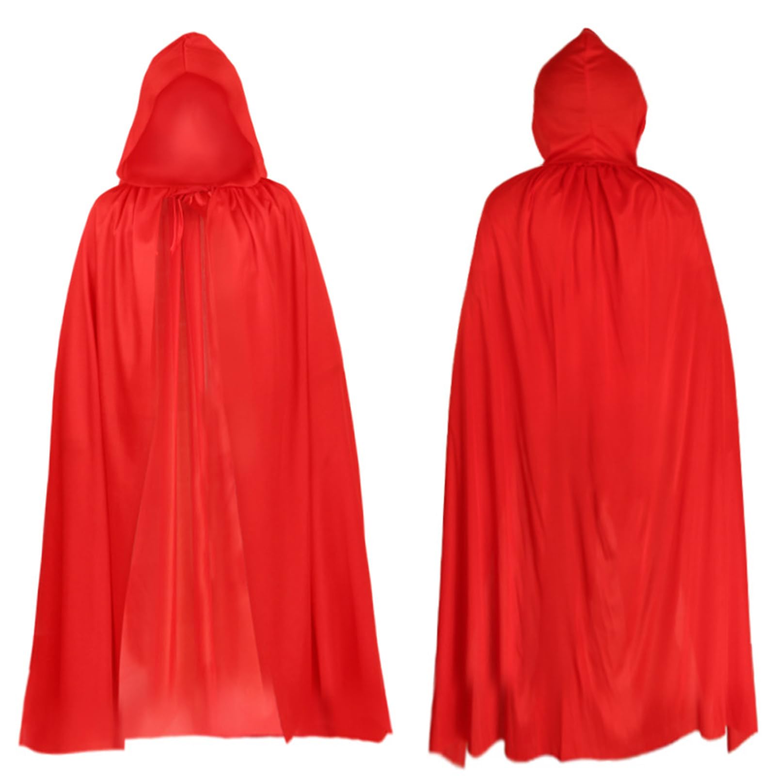 Zngou 1 Pc Halloween Hooded Cloak, 140cm Halloween Red Hooded Cape Long Red Cape Hooded Robe Cloak Grim Reaper Cape for Men Women Adult Kids Halloween Christmas Witch Vampires Costume Cosplay Party
