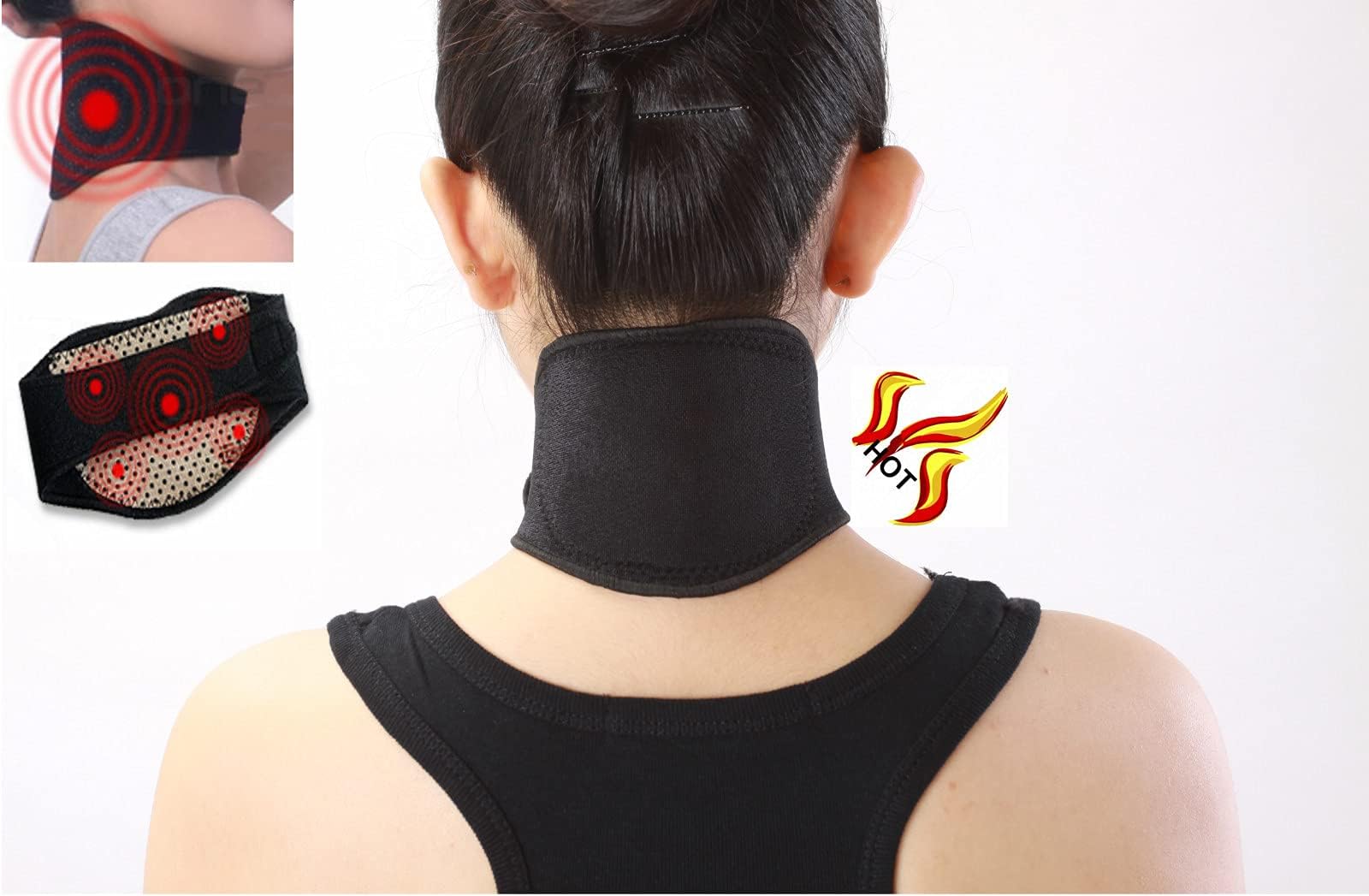 SOCKSHOPWALES Tourmaline Self Heating Magnetic Therapy Wrap Neck Strap Neck Self Heat Support Neck Support