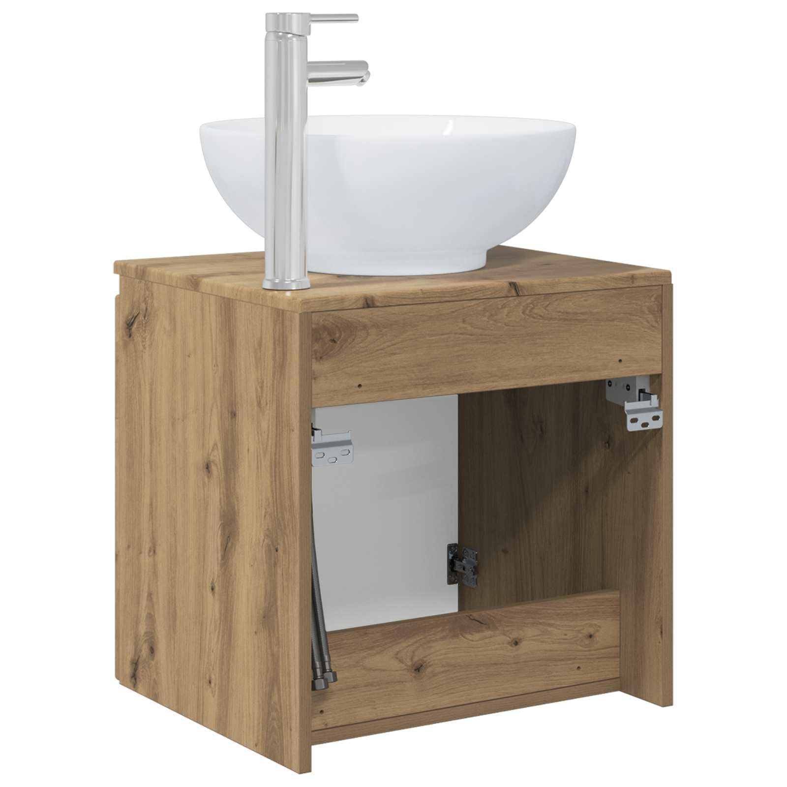 Lavabo con lavabo montato a parete, mobile sottolavabo in rovere Artisan, moderno set di mobili da bagno salvaspazio per bagno e WC degli ospiti, 49,5 x 44,5 x 65 cm