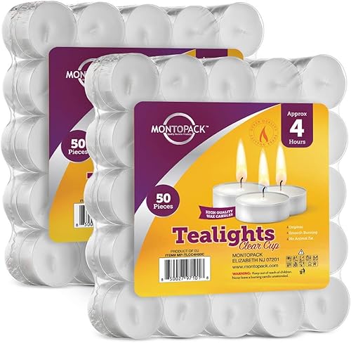 Miniatura 7 de MontoPack Velas blancas sin perfume a granel 50  4 horas de velas de té de parafina sin humo, sin goteo, de larga duración  Mini velas votivas