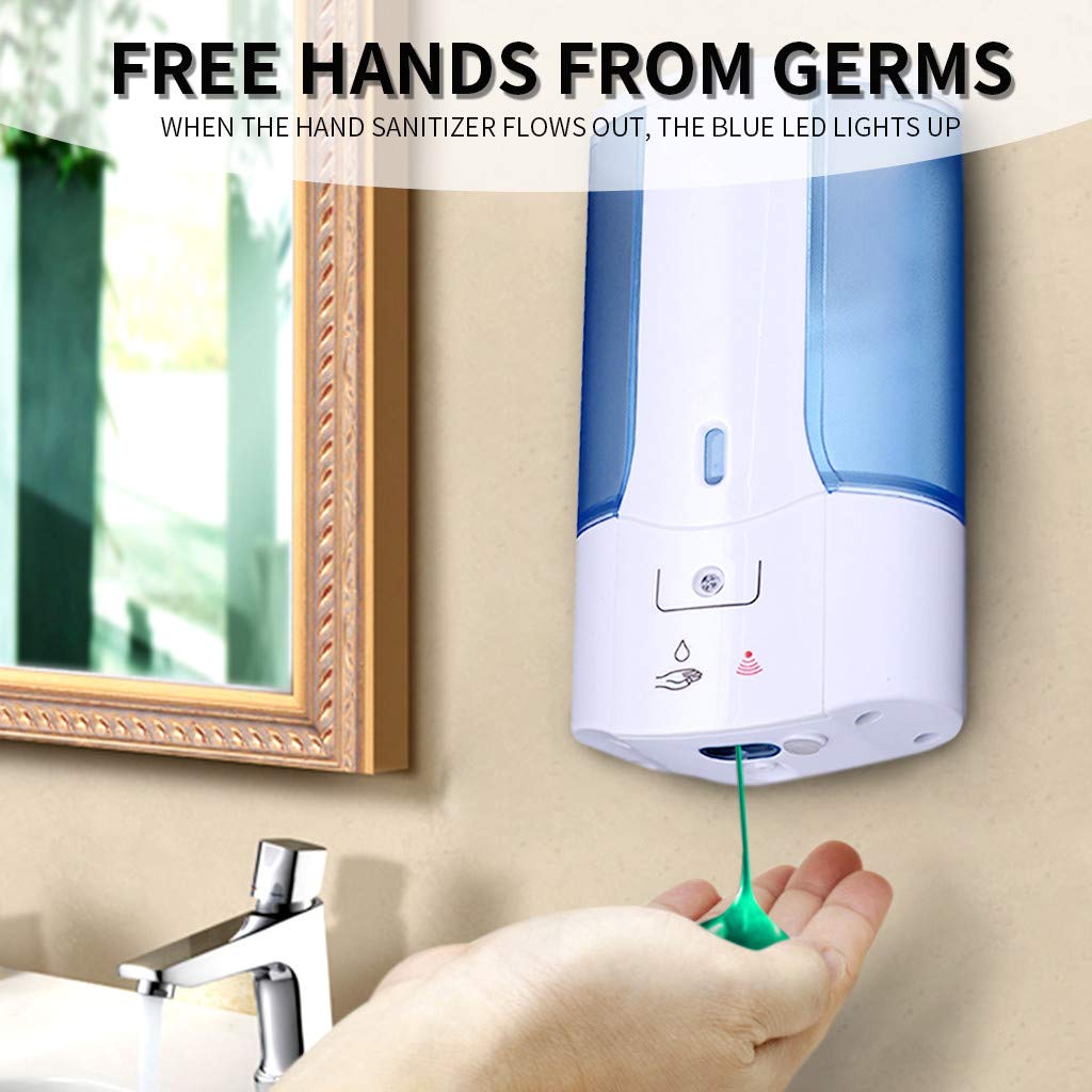 Dispenser di Detersivo per Shampoo Disinfettante per Mani con Sensore Touchless per Erogatore di Sapone Automatico 400 Ml Montato A Parete per Cucina del Bagno Blu