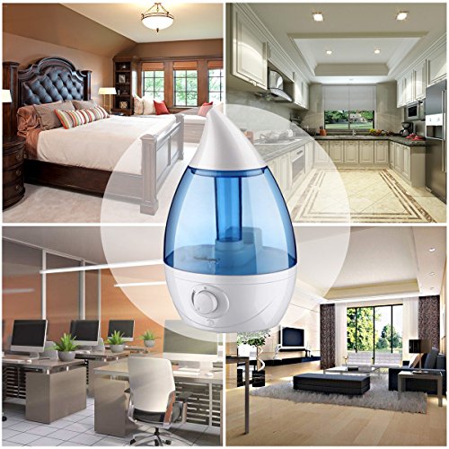 Homeleader Ultrasonic Cool Mist Humidifier, 1.6L Air Humidifiers for Bedroom and Babies, Whisper-Quiet Operation, Automatic Shut-Off and Color-Changing LED Lights - Lasts Up to 11 Hours