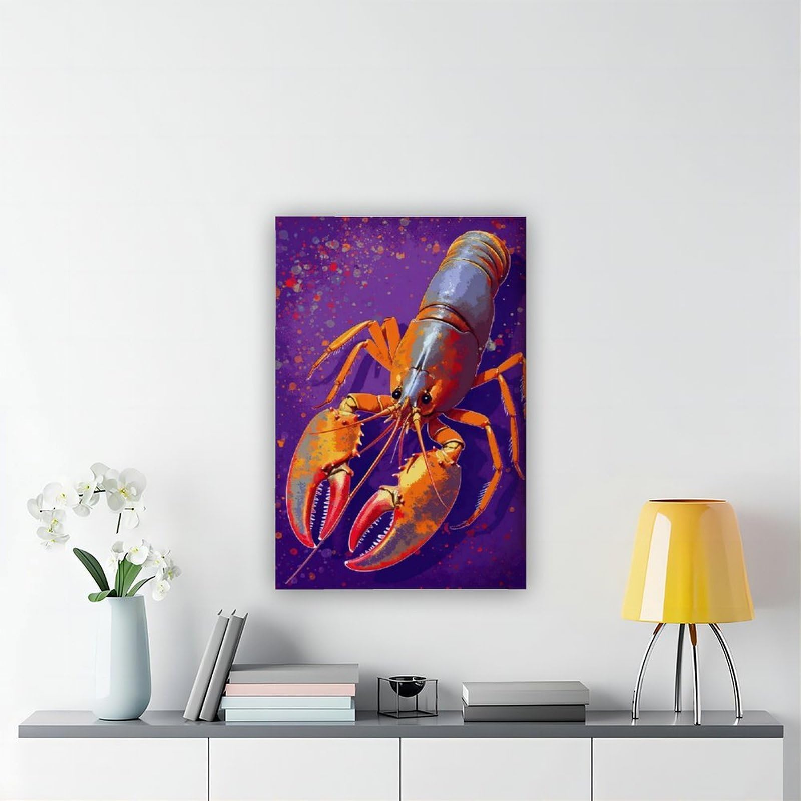 Stampa artistica da parete moderna con aragosta e natura morta su tela, decorazione artistica da parete per soggiorno e camera da letto, 60 x 90 cm