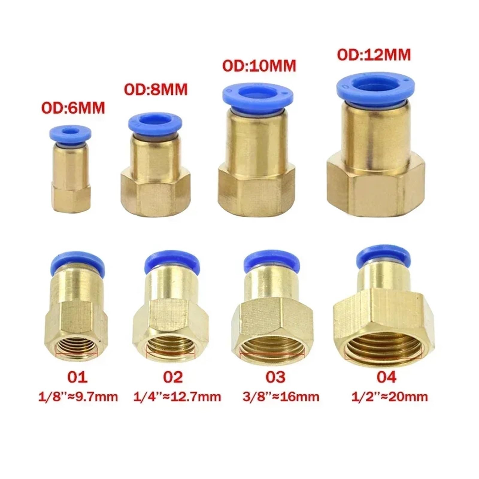 Pneumatische Schlauchverbinder, 20 Stück, 10 mm, 12 mm, 14 mm, 16 mm, M5, 3/4 Zoll, 1/2 Wege (PL (20 Stück)