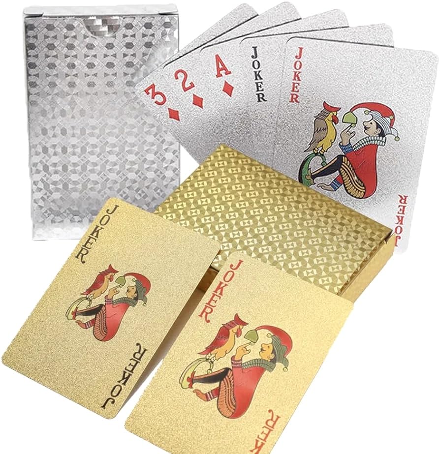 TOYSHULL Pack of 2 Dollar Gold and Silver Playing Cards Waterproof Poker Cards Plastic Gold Silver Foil Playing Cards Highly Flexible,2 Deck of Cards (B0CS4CG9VY) Amazon Price History, Amazon Price Tracker