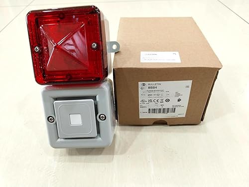 855H-BCA10DDR4,Industrial Horn with Beacon, 115V AC 50/60Hz, 119 dB / 45 tone gray, Standard Base - Back feed or conduit feed, 5 Joule Strobe,