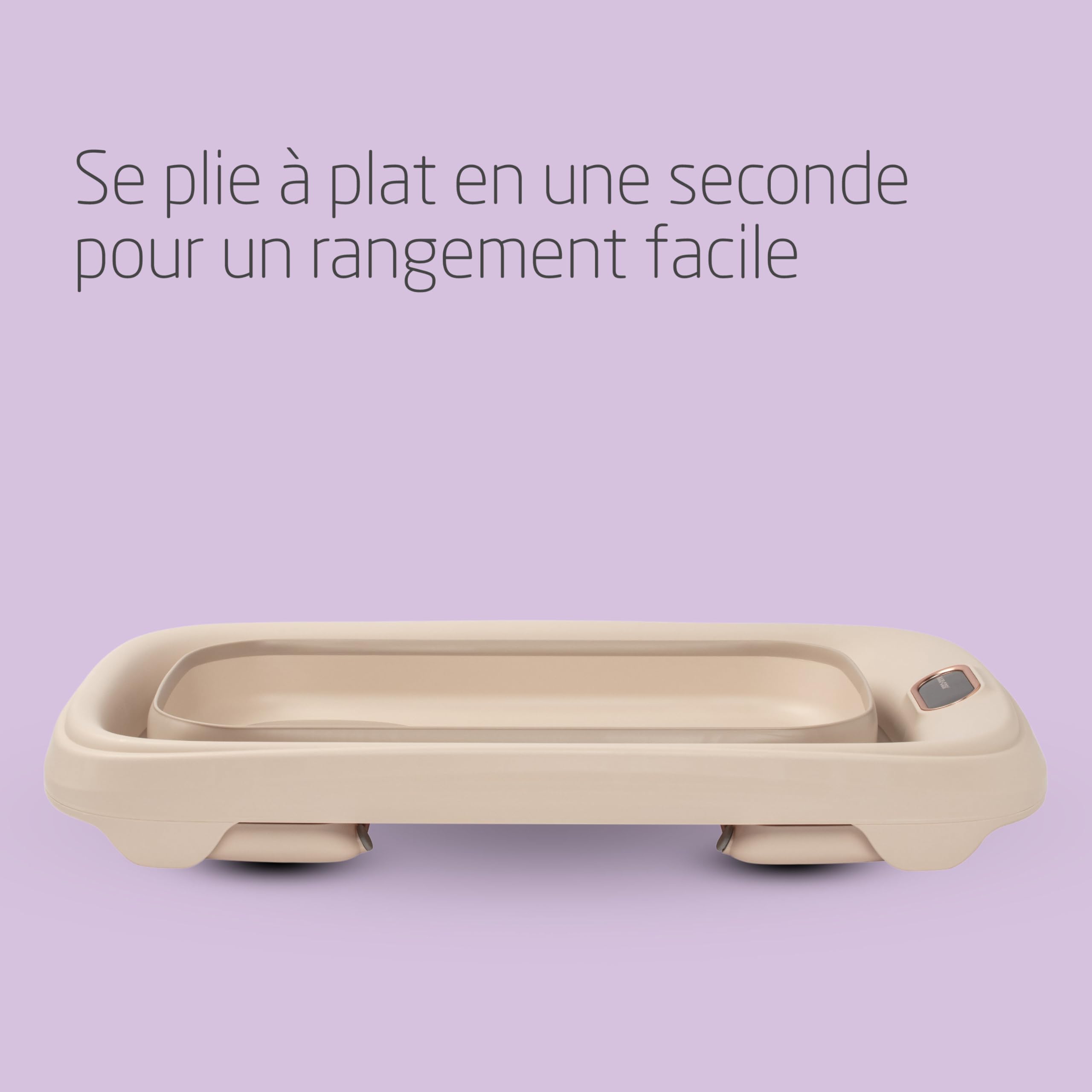 Maxi-Cosi Indigo Baignoire Pliable Bébé, 0-4 Ans, Baignoire Enfant Spacieuse, Thermomètre HighSense Intégré, Antidérapante, Crochet de Suspension Rétractable, Pliage à Plat, Muted Terra