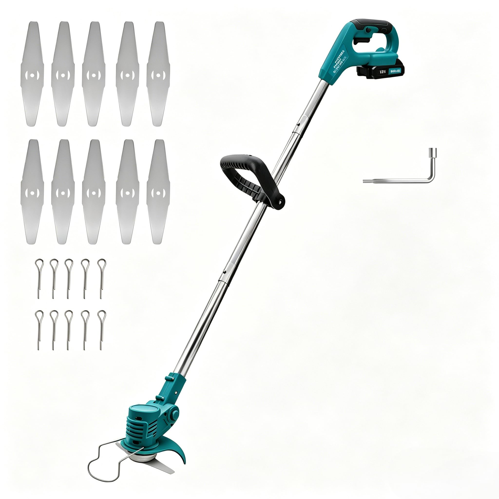 Cortacésped inalámbrico para Makita, Recortadora de césped eléctrica inalámbrica de 18 V, con 10 Cuchillas, Cabezal Ajustable multifunción (sin batería),150W