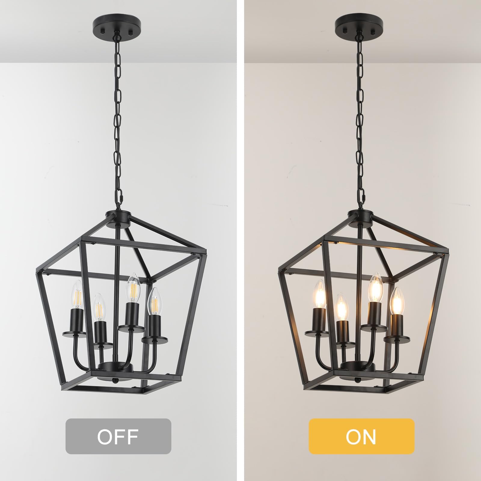 Lampadario Lanterna Industrial Metallo,Lampada A Sospensione Nero Altezza Regolabile,Lampadari Con E14 X 4 Candeliere,Luce A Sospensione Rustico In Stile Fattoria Per Soggiorno,Camera Da Letto,Cucina