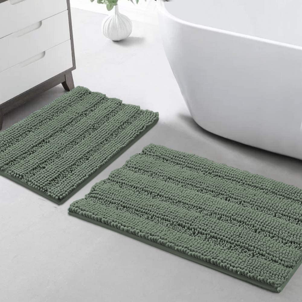 Turquoize Chenille Bathroom Rugs Set Non-Slip Bath Mats for Bathroom Extra Soft and Absorbent Shaggy Bath Mats for Bathroom Floor Indoor Mat for