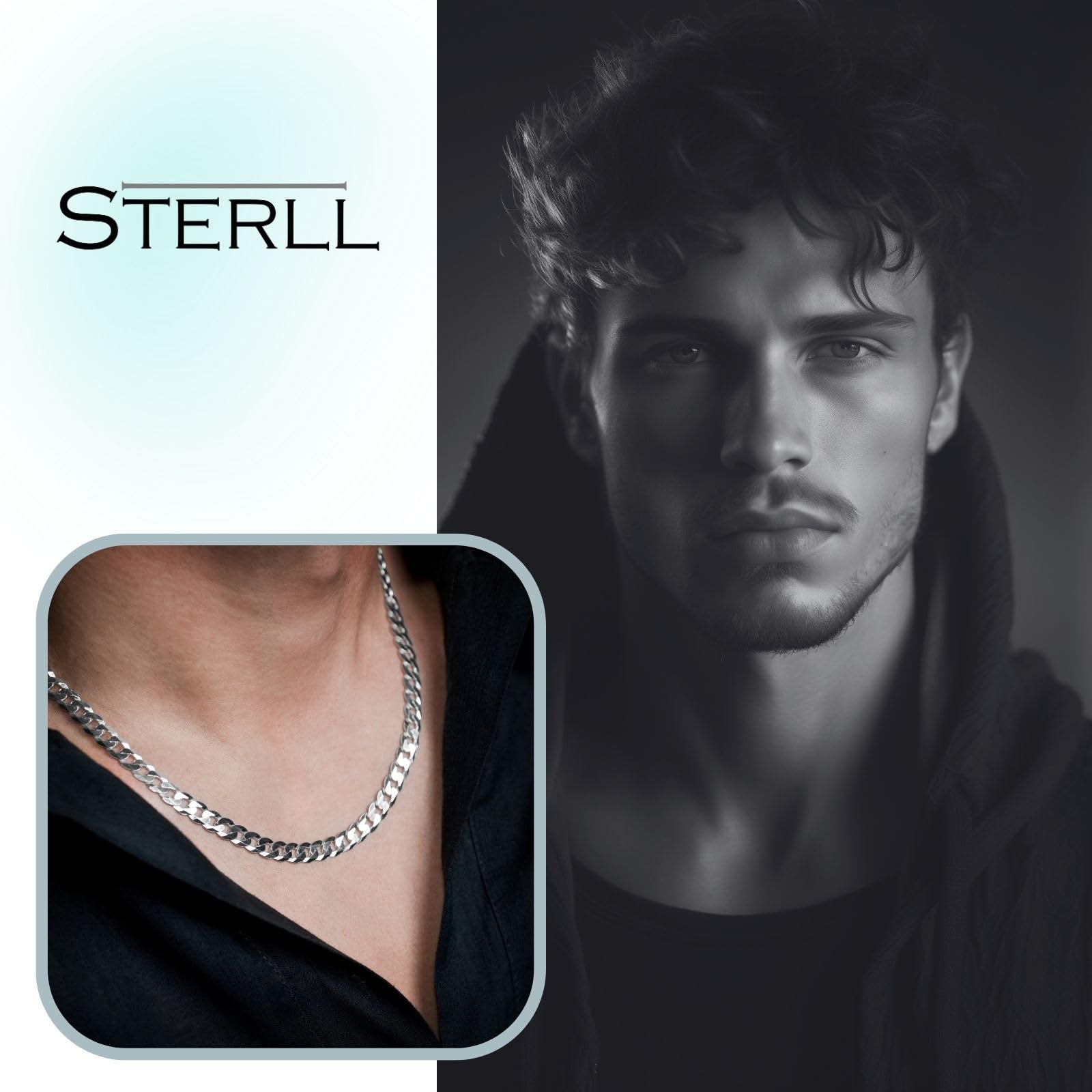 Herren Hals-Kette aus massivem 925 Silber, ideal als Geschenk für Mann oder Freund, mit Schmuckbox