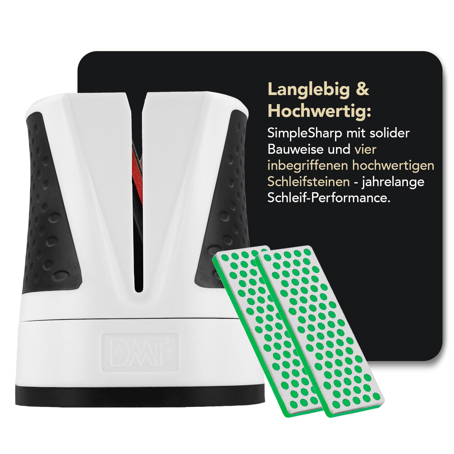 DMT SimpleSharp Weiss Bundle Fein & Extrafein | Diamant Messerschärfer für rasiermesserscharfe Klingen mit perfektem Schleifwinkel | Schärft Messer beidseitig mit extraharten Diamant-Steinen