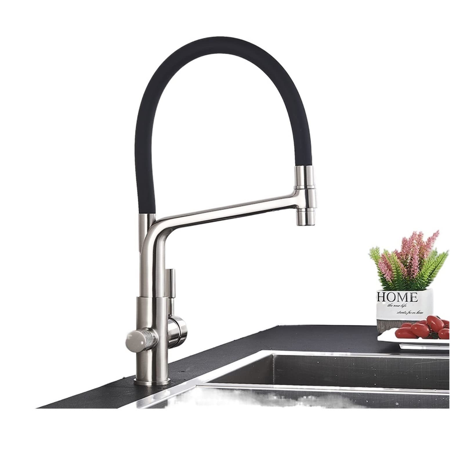 Robinet d'évier de cuisine avec filtre à eau pure intégré à deux poignées