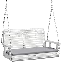 Vista 12 de VINGLI Columpio de Porche Exterior de 4 Pies, Columpios de Patio de Madera Resistente con Capacidad de 880 Libras con Cojines, Banco Colgante