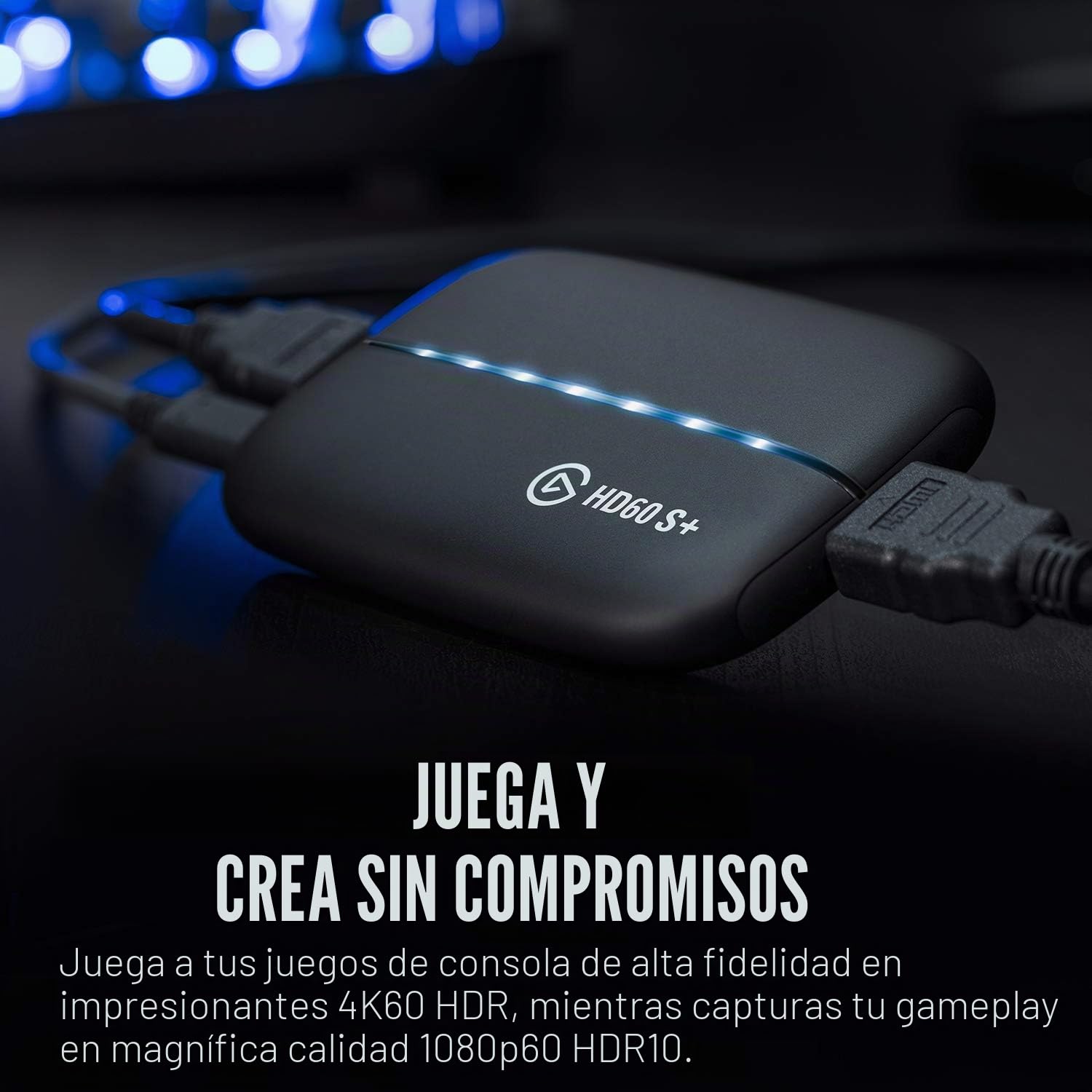 Elgato HD60 S+, capturadora externa, streaming y grabación a 1080p60 HDR10 o 4K60 HDR10 con latencia ultrabaja en PS5, PS4/Pro, Xbox Series X/S, Xbox One X/S, en OBS y otros, funciona con PC y Mac