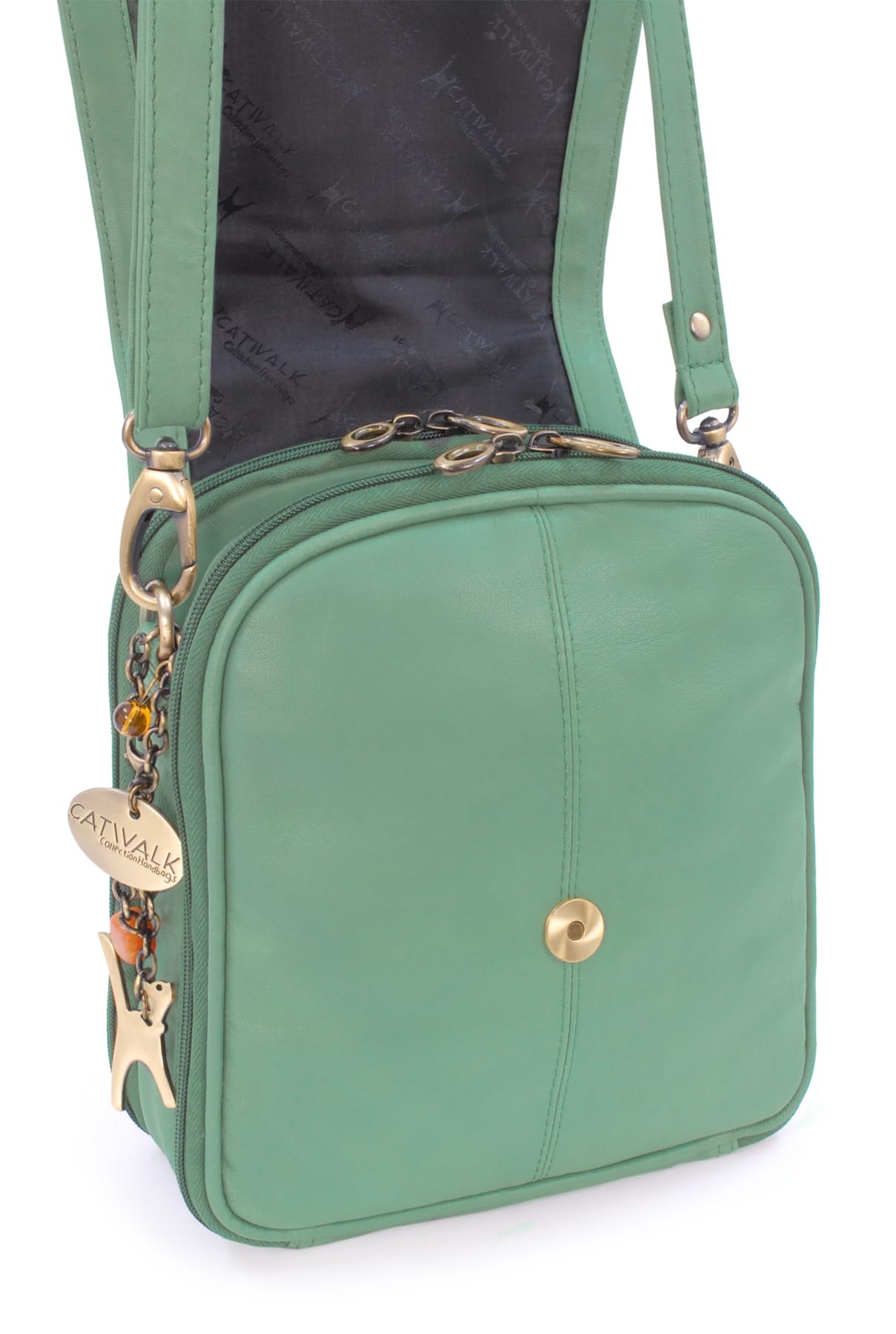 Catwalk Collection Handbags - Borsa a Tracolla Pelle - Messenger Bag Media da Donna - Borsa da Giorno con Multi Scomparto - Metro