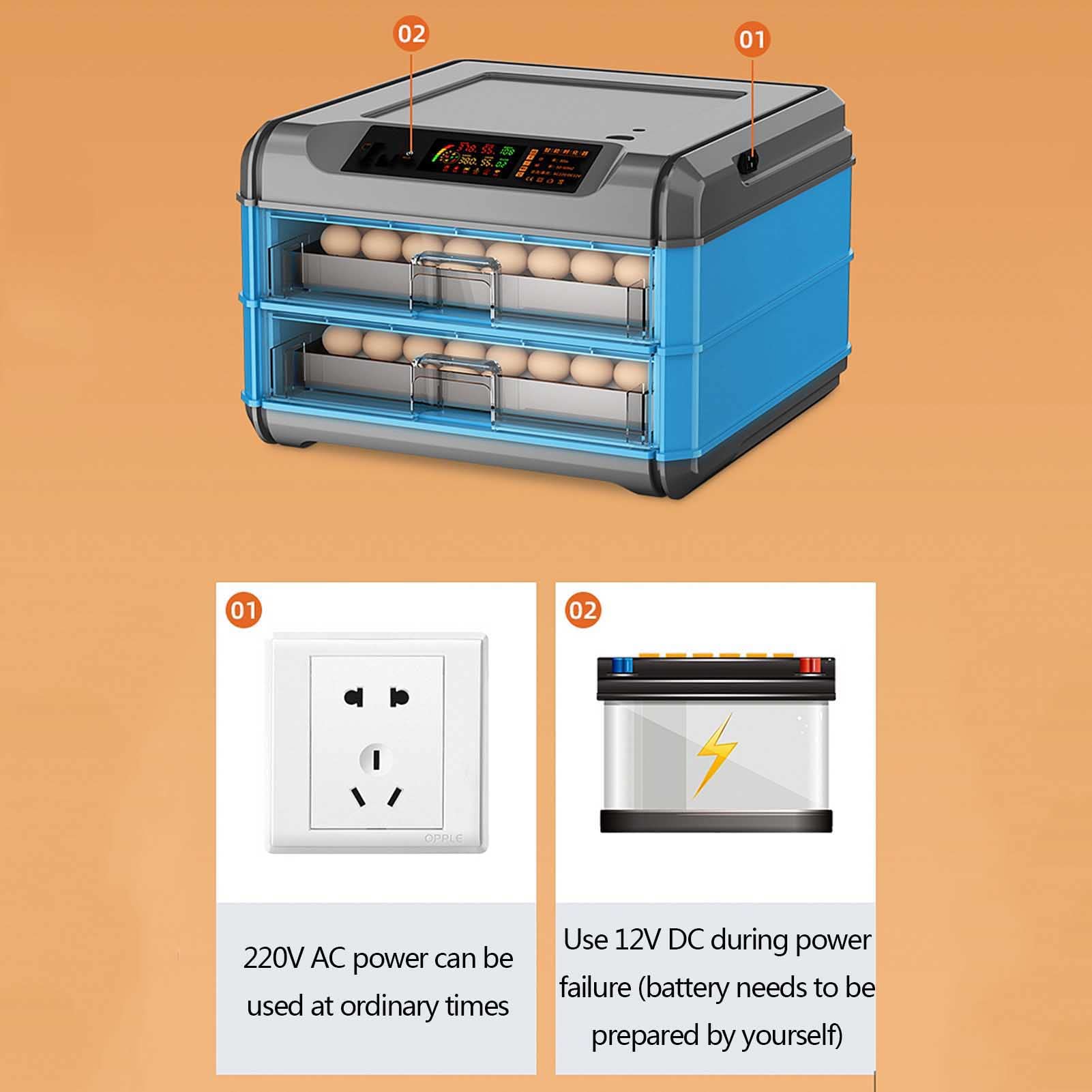 Generic Incubadora de huevos totalmente automática, control de temperatura y volteador de huevos, ideal para incubar pollos, pájaros, patos, codornices, equipo de criadero fácil de usar y eficiente