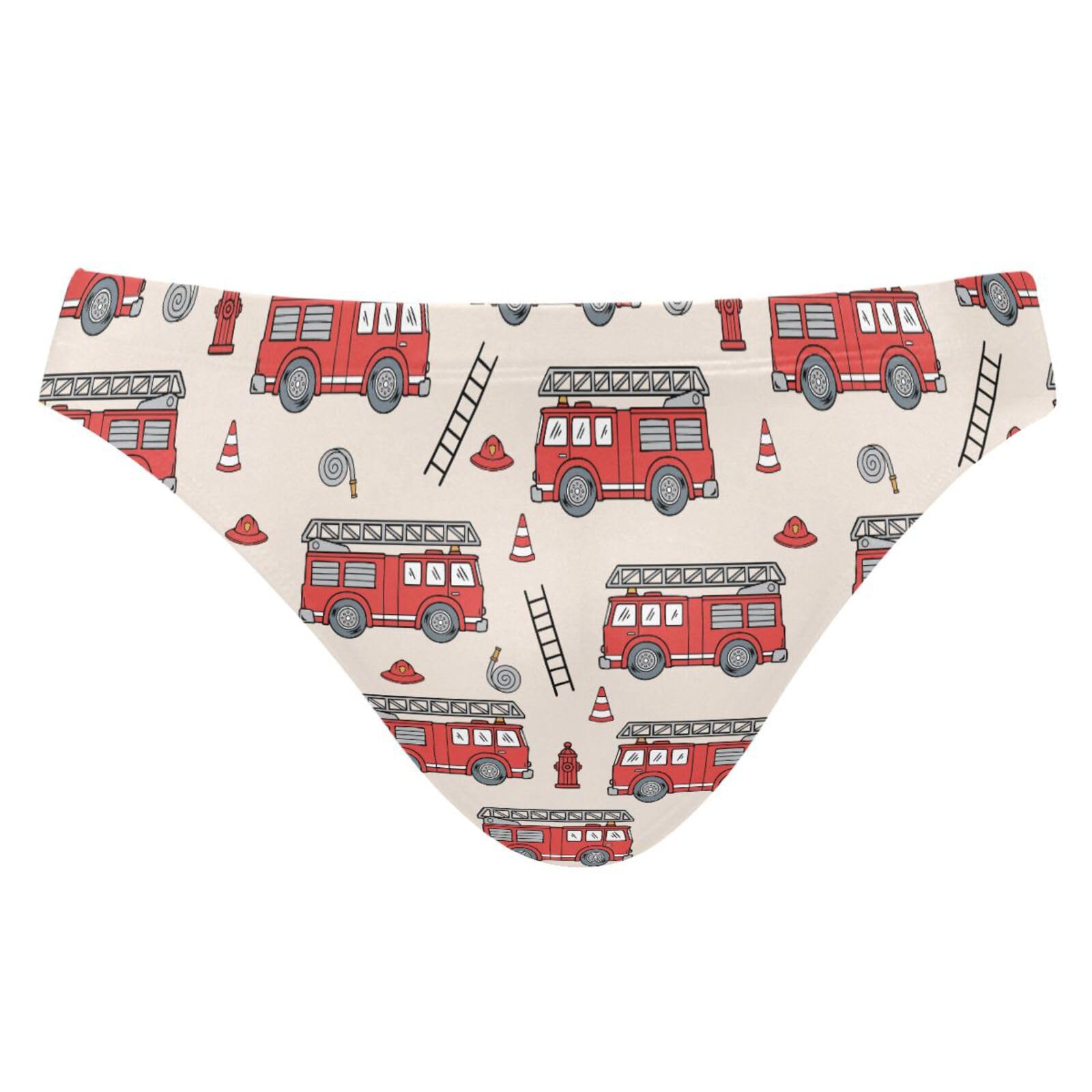 JHKKU Men's Sexy Swim Briefs Fire Truck Swimsuit Beach Swimwear Bikini Sport with Drawstring XXL