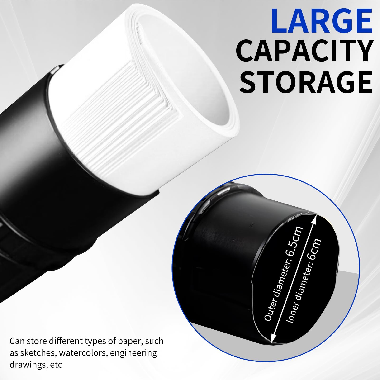 3 Piece Drawing Tube Blueprint Case, Length Adjustable 17.3‘ - 29.7’, Poster Tube with Shoulder StrapRetractable Art Plastic TubeBlack Storage Tube, Waterproof and Lightproof