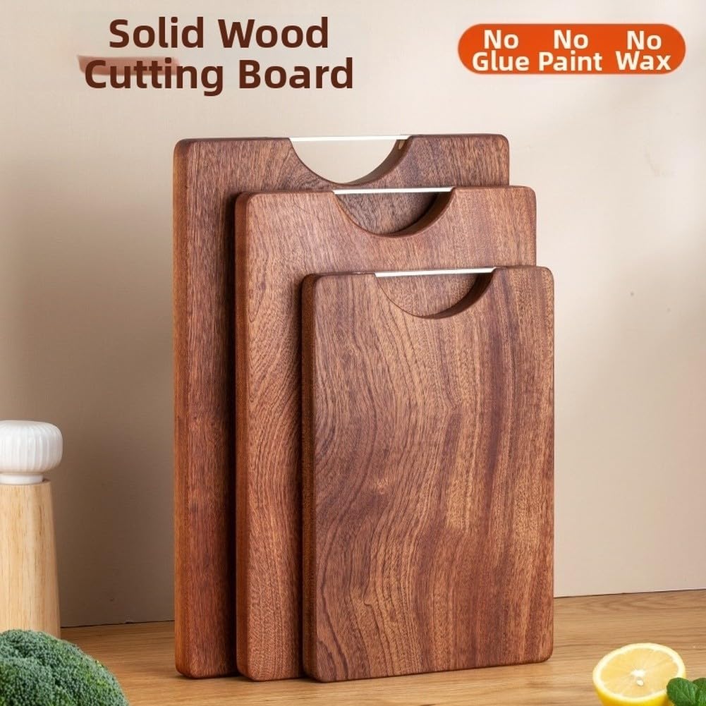 Tagliere in ebano massiccio per legno, spessore 25 mm, su entrambi i lati, con scolapiatti per carne e verdure, 30 x 20 cm (L)