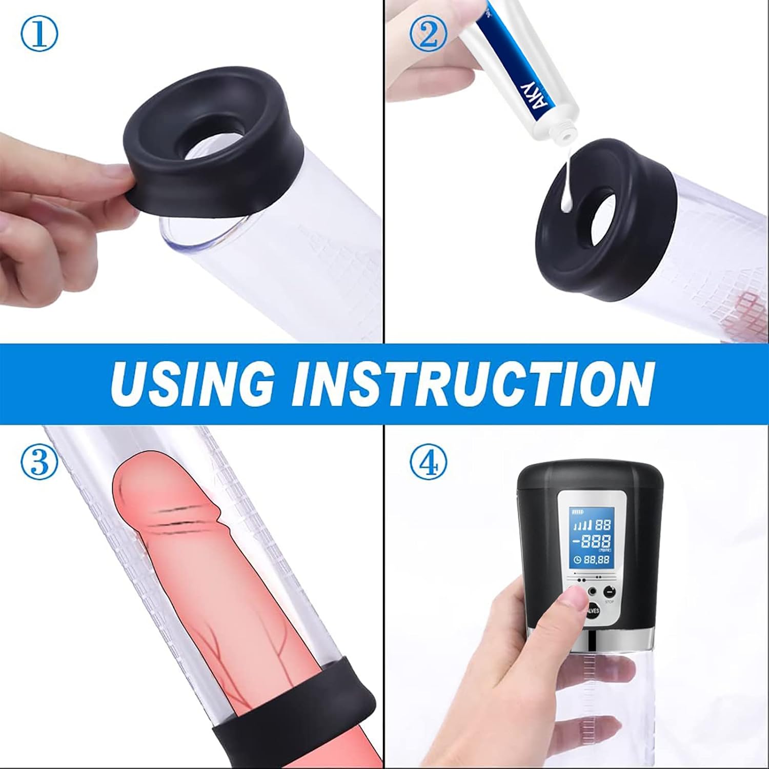 Electric Penis Enlargement Vacuum Pump, 4 Suction Strengths with Digital Display, YGOJKE Rechargeable Automatic High Vacuum Penis Enlargement Extension Pump, Male Couple's Toys, Comes with Pocket Cat