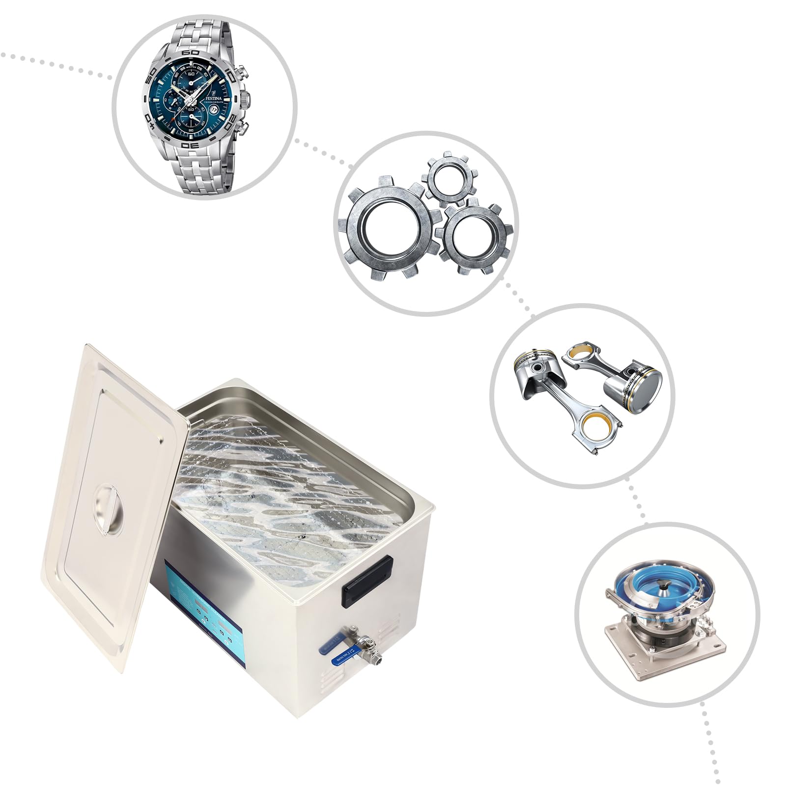 Ultraschallreinigungsgerät, Tischplatte Ultraschallreiniger 30L Edelstahl Schmuckreiniger Ultraschall, 600 W Ultraschall-Reiniger mit Entgasung, mit digitalem Timer