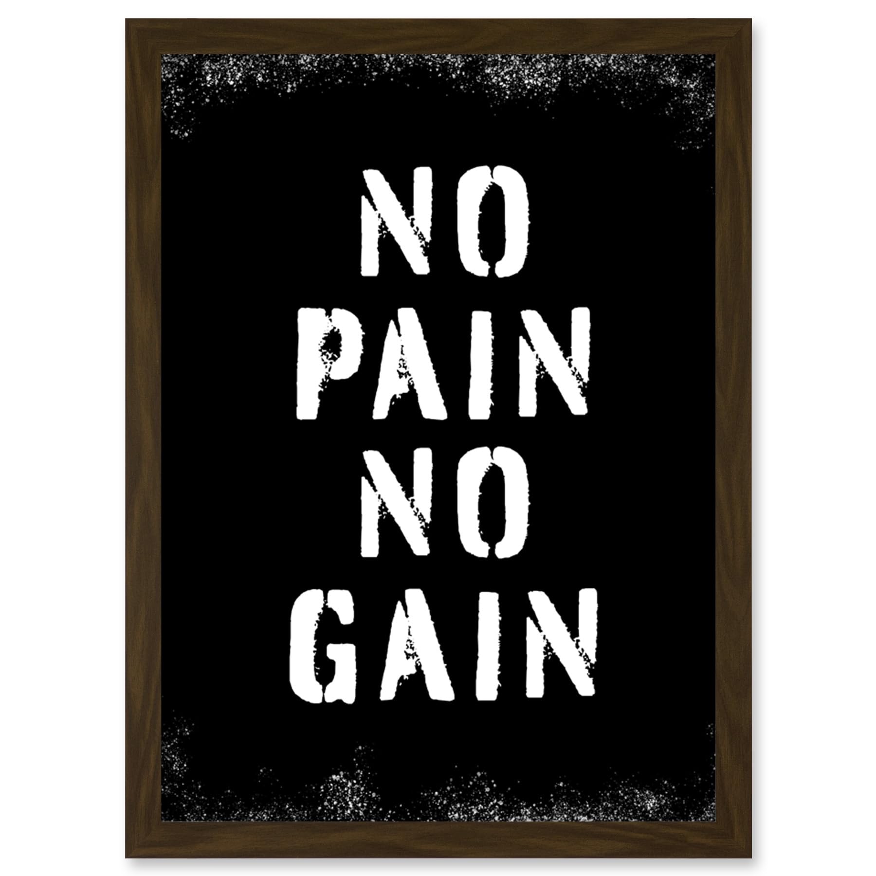 Artery8 - Framed Print - 'No Pain No Gain' Inspirational Gym Decor - Brown - A4