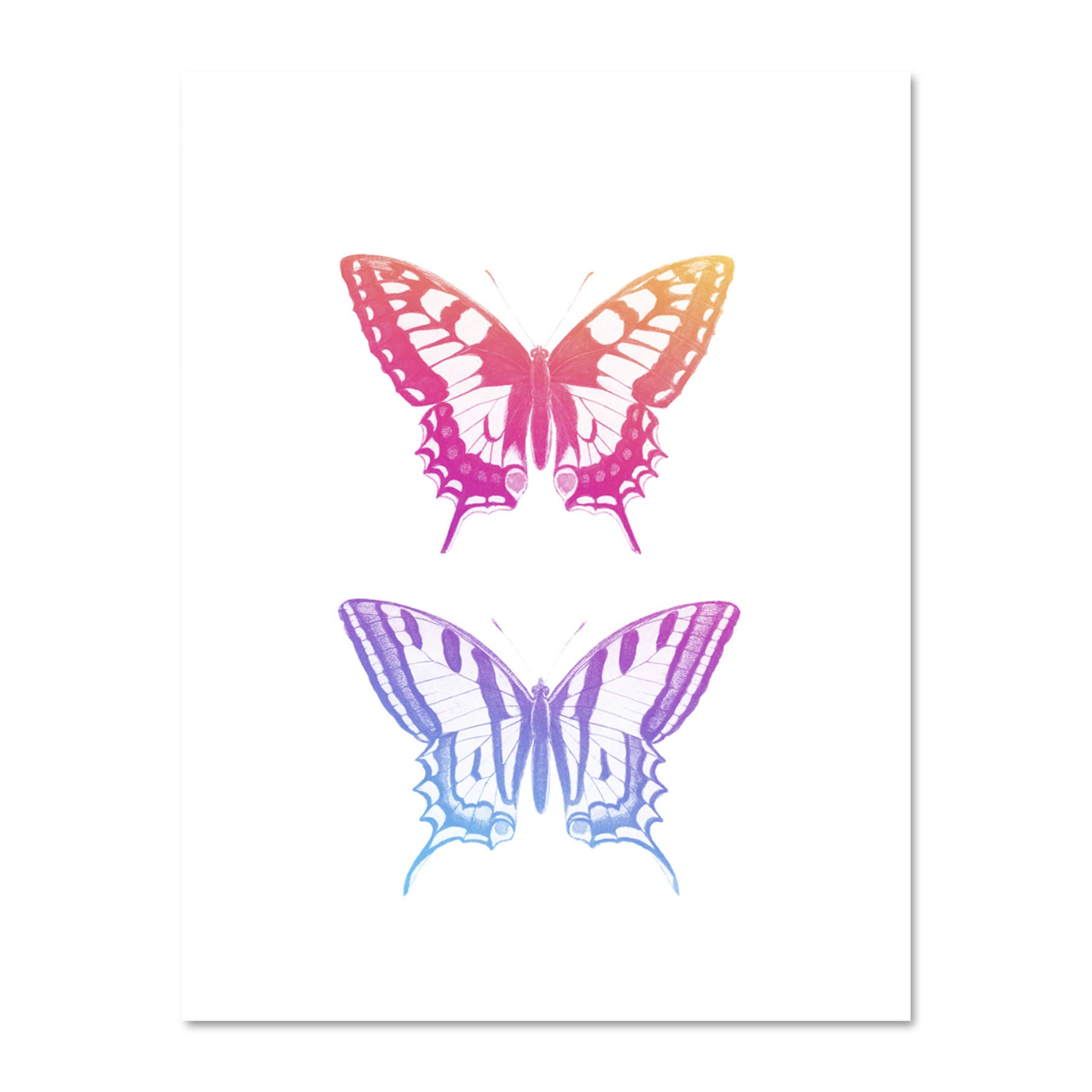 Wee Blue Coo Colourful Gradient Butteflies Large White Framed Art Print Wall Poster 18x24 inch