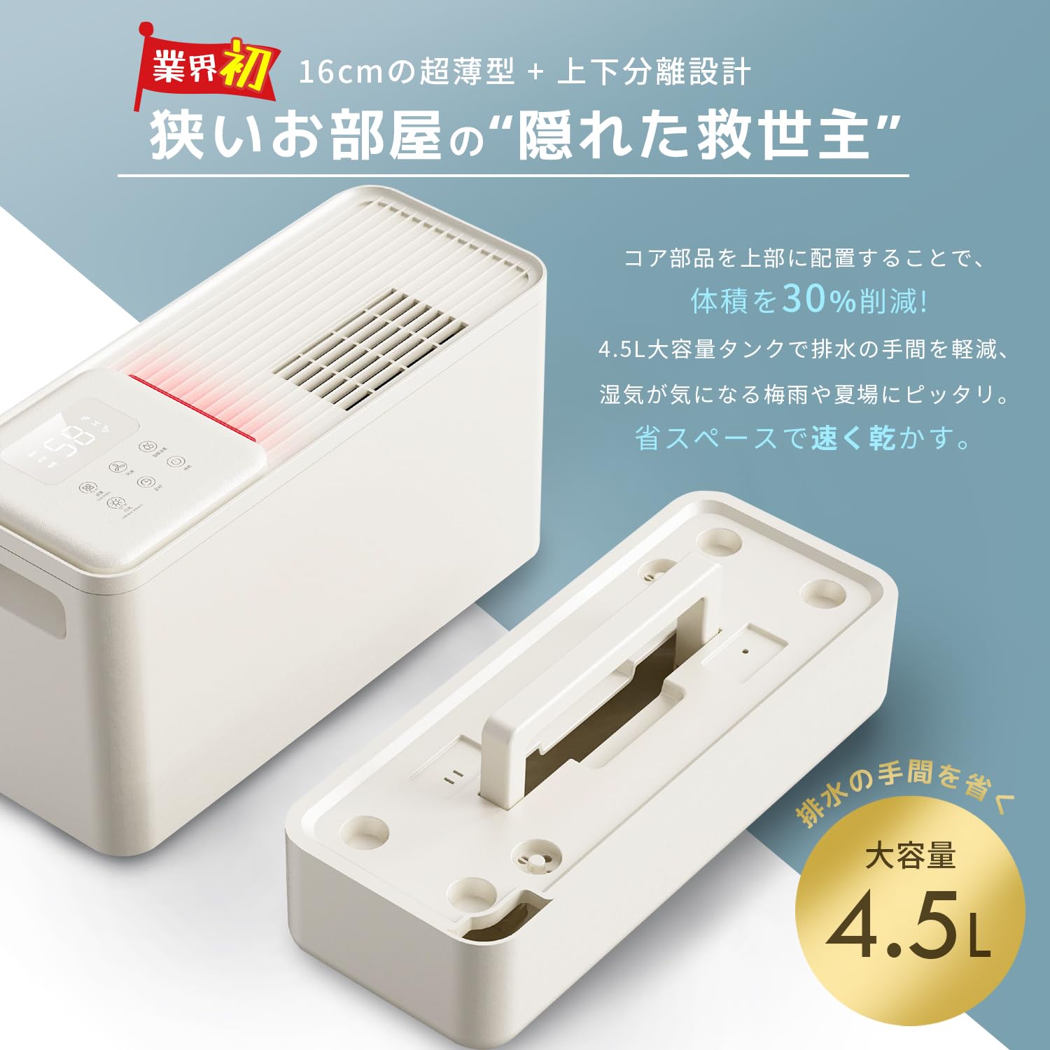 GEKETY コンプレッサー式除湿機 10L/日 大容量4.5Lタンク Amazon | GEKETY 除湿機 コンプレッサー式 衣類乾燥 除湿器 10L/日 4.5
