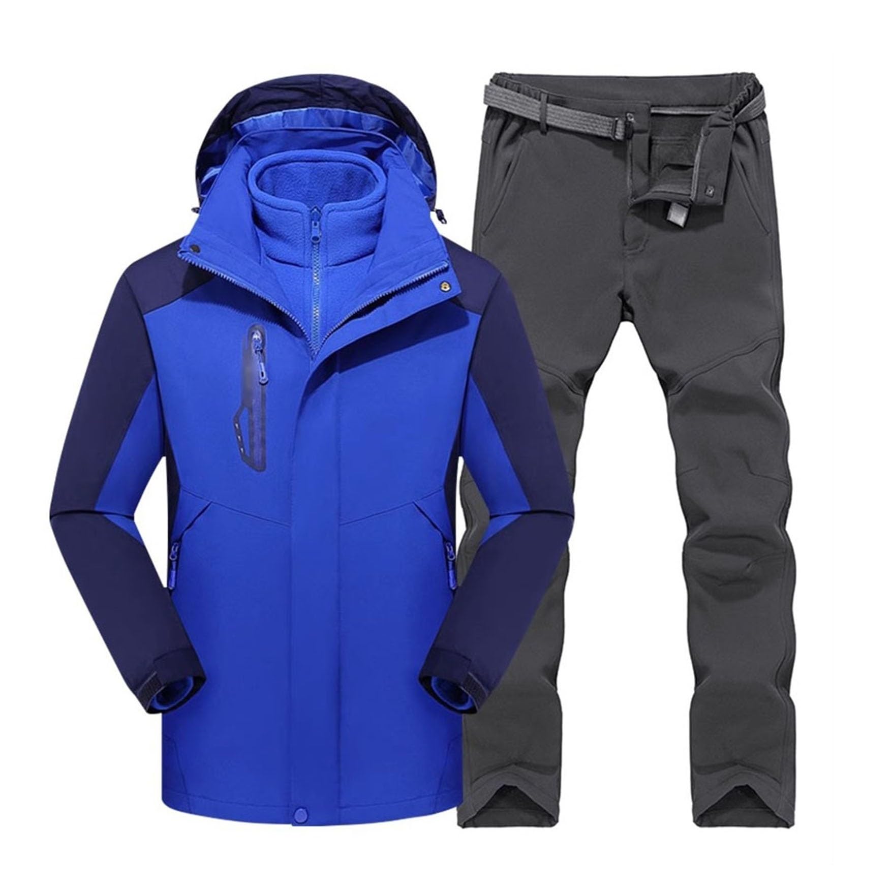 Set Tute Da Sci Invernali Da Uomo, Tuta Da Sci Da Uomo In Due Pezzi Impermeabile Calda Antivento Allentata Alla Moda Invernale, Set Di Tute Da Sci Calde E Spesse Per Adulti