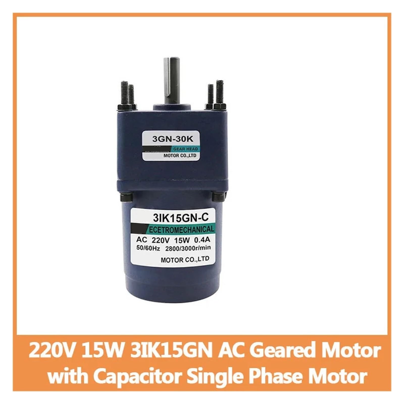 Motorreductor de CA de 220 V y 15 W, con condensador, motor monofásico, motor de velocidad fija(60RPM only motor)