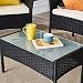 3 Sillas y 1 Mesa Set Madera Ratán Mimbre para Jardín al...