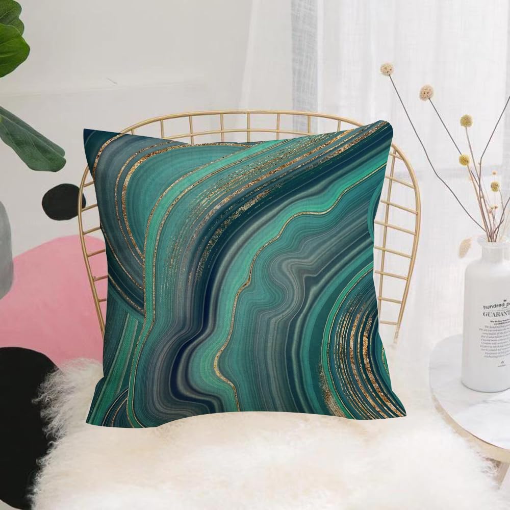 HYOSXW Cushion Cover,Throw Pillow Case Home Decorative for Living Room Bedroom Sofa Chair 16X16 Inch,Marbled blue white green and turquoise abstract background. Liquid marble patte,Pillowcase 40X40cm