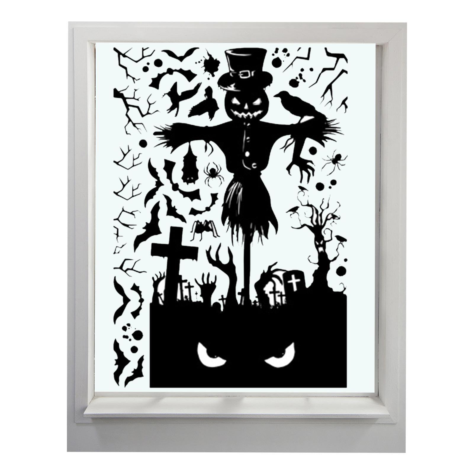 Geruwam Great Halloween Stickers - Halloween Scary Silhouette Decorations - Funny Scary Halloween Theme Party Decorations And School Supplies
