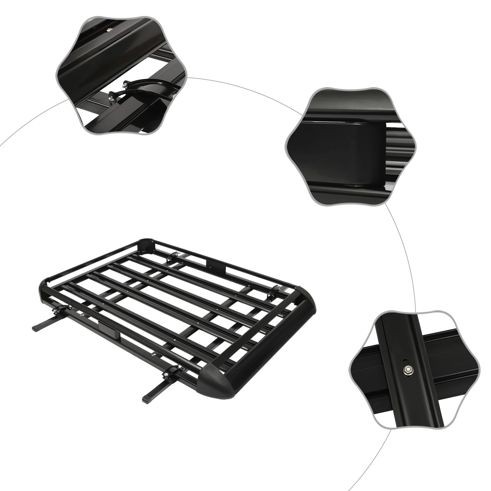 Baca universal para coche, aluminio, peso ligero, capacidad de carga de 150 kg, bajo ruido de viento, para SUV universal (160 x 100 cm)