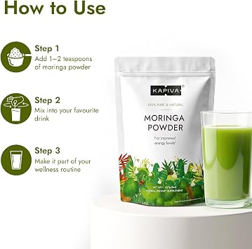 Kapiva Moringa Powder 8 oz | Pure Moringa Oleifera Leaf Powder | Natural Superfood Powder | Authentic Indian Origin | Gluten Free, Non-GMO | Smoothies, Juices & Daily Wellness