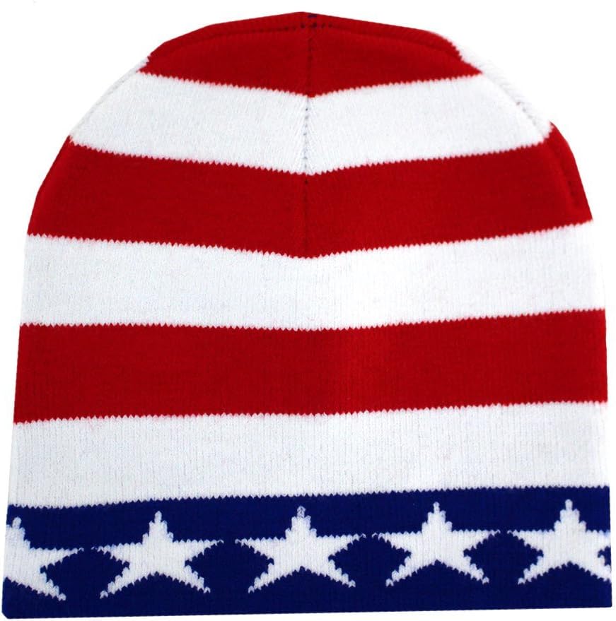 Leema Enterprises Red, White and Blue American Flag Beanie