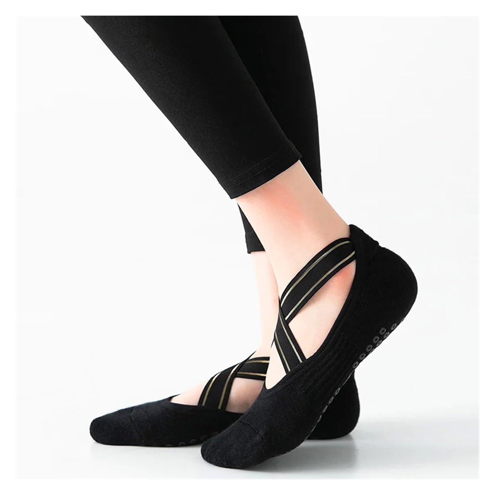 Calcetines De Yoga con Vendaje, Toalla Antideslizante, Calcetín De Pilates, Calcetines De Baile Sin Espalda Transpirables De Secado Rápido para Yoga Pilates Gimnasio(Green)