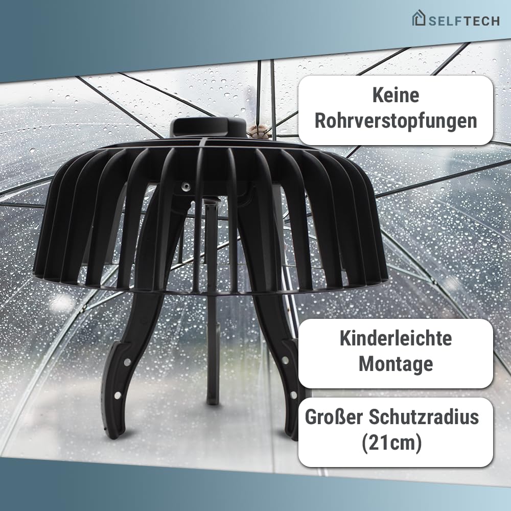 Laubfangkorb Kiesfangkorb mit Drehmechanik - Gegen Rohrverstopfungen - Individuell einstellbar von 70-200mm - Ablauf-Schutz für Flachdach und Garage