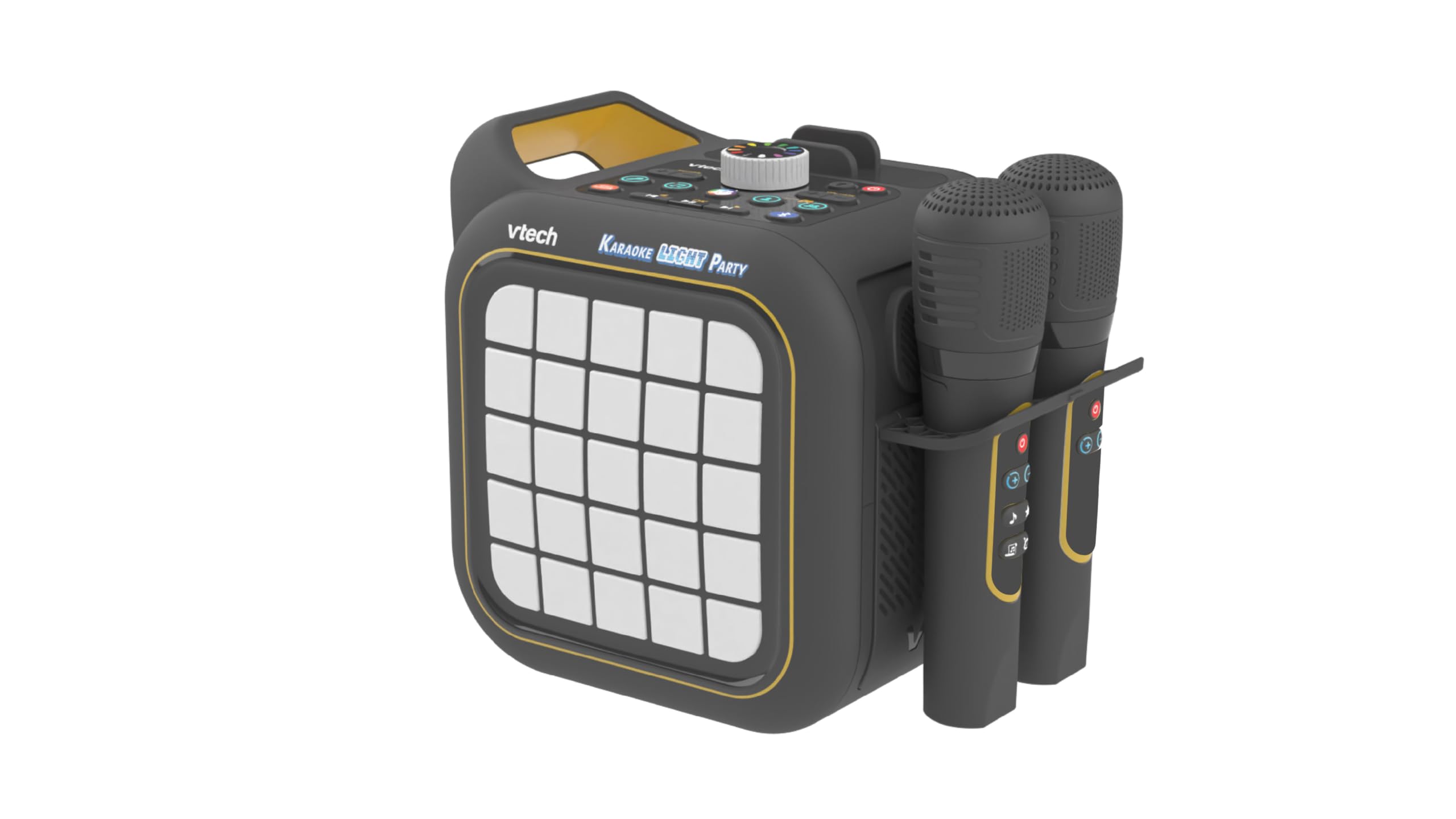 VTech Karaoke Light Party, micrófono Infantil para Karaoke con Altavoz, 2 micrófonos inalámbricos, conexión Bluetooth y Voz mágica, Efectos de Sonido, 25 Teclas para Pixel Art, Pilas Incluidas, 7+ | 2 micrófonos inalámbricos, Bluetooth, voz mágica, efecto