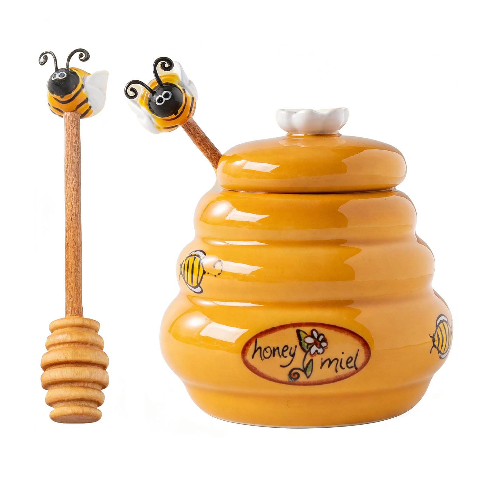 Distributeur de miel récipient céramique étanche large ouverture pot sirop confiture