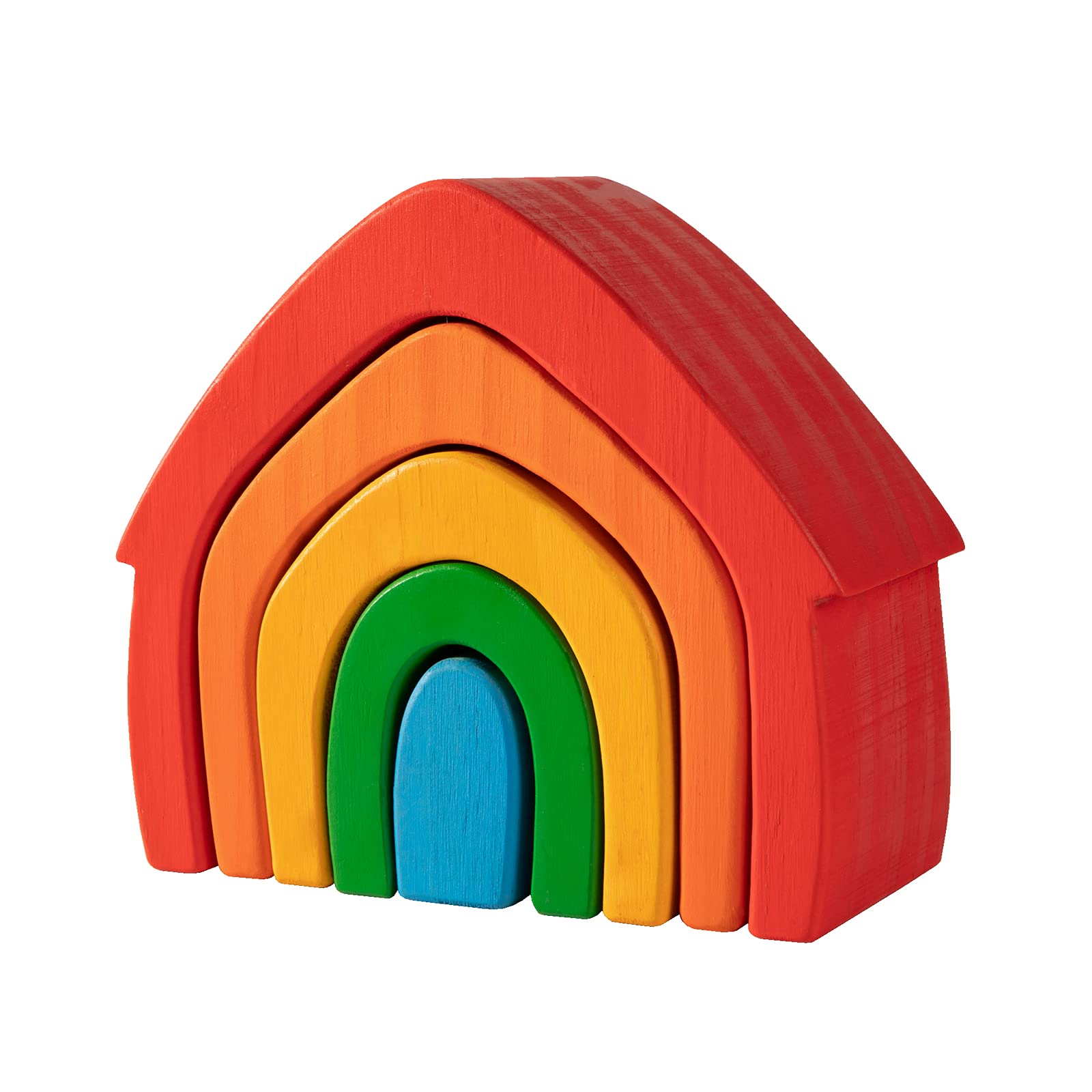Buy Wooden Rainbow House Stacker Grimm's Rainbow Colored House 5Piece Stacker Waldorf