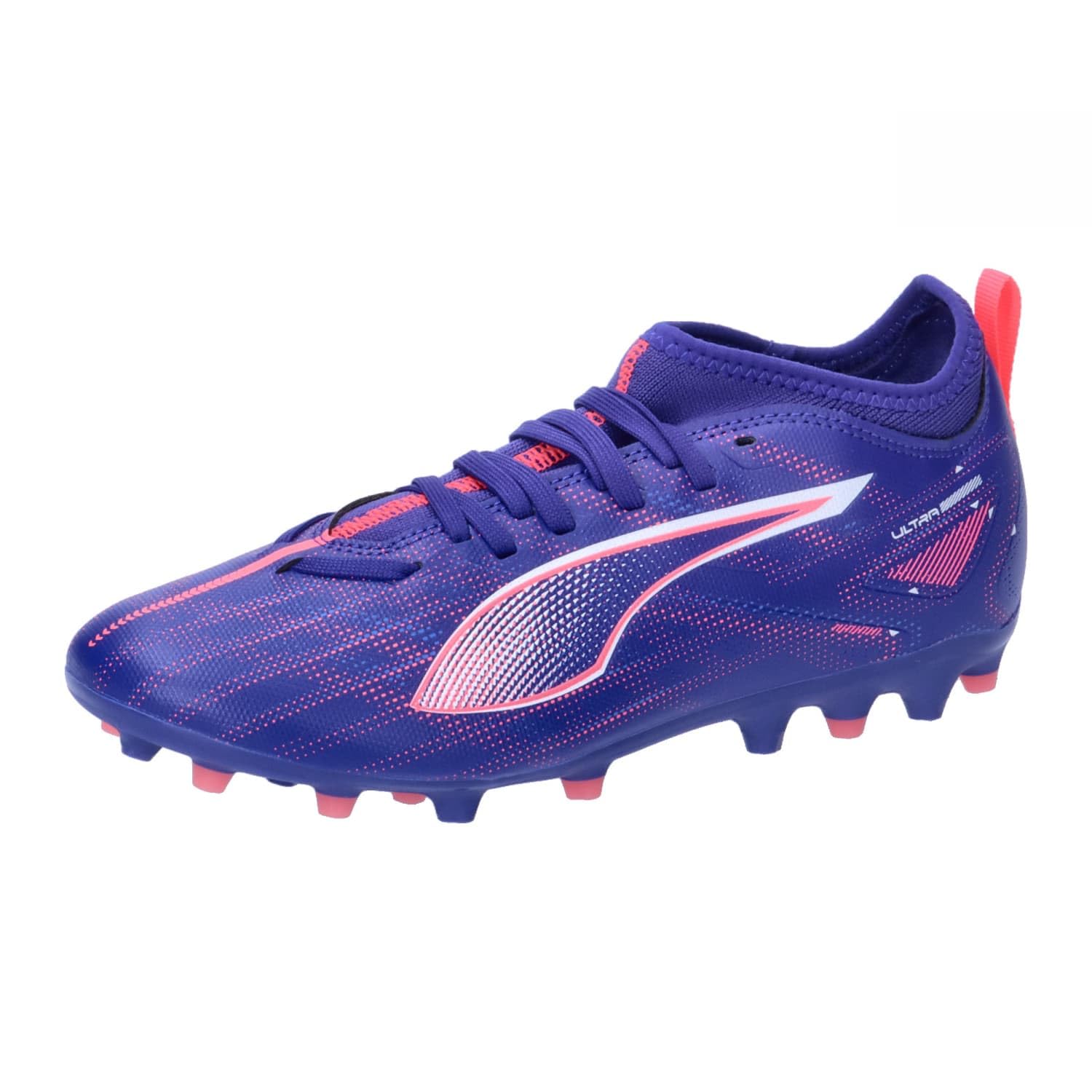 Puma Unisex Youth Ultra 5 Match MG JR Soccer Shoe, Lapis Lazuli-Puma White-Sunset Glow, 31 EU