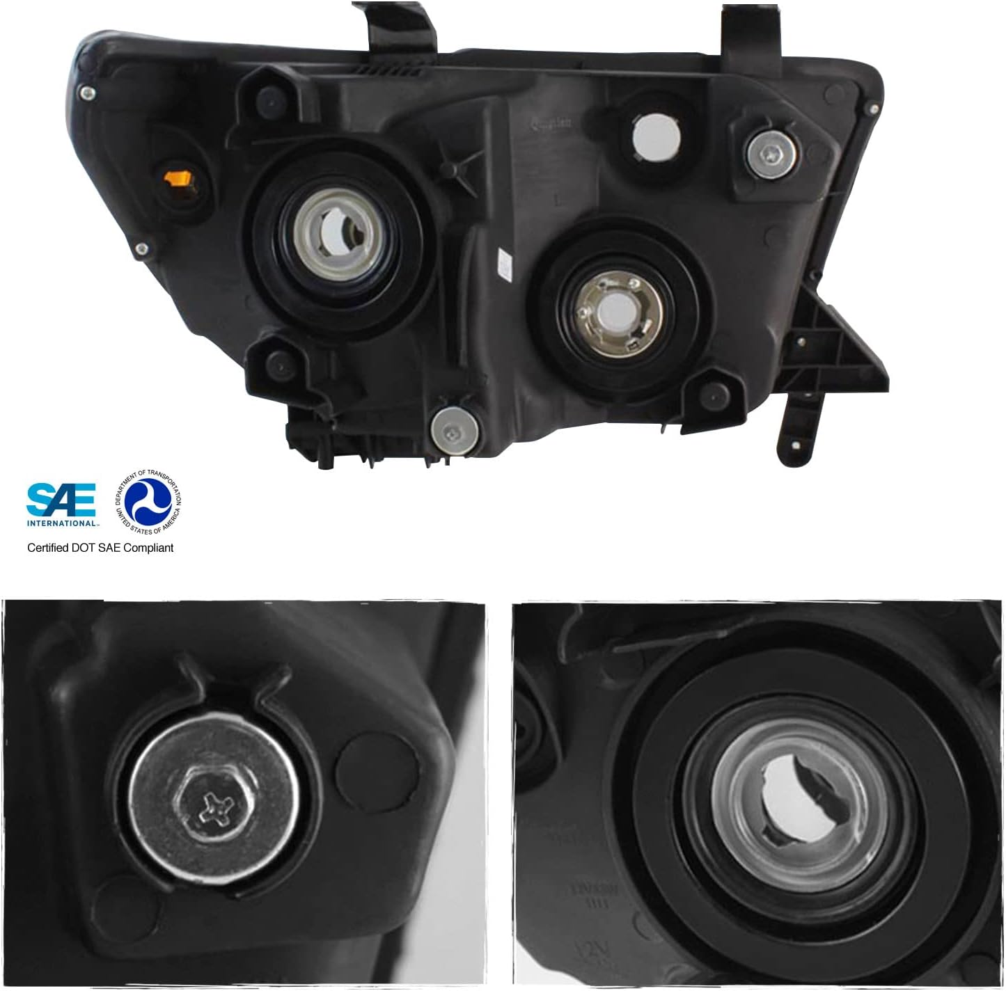 AKKON - For Toyota Tundra OE Replacement Black Headlights Driver/Passenger Head Lamps