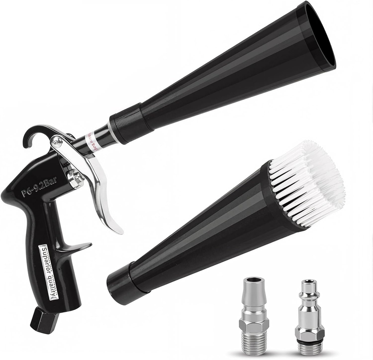 Pistolet de Nettoyage à Air Comprimé pour Voiture avec Buse Turbo & Brosse de Nettoyage, Soufflette de Précision pour Sièges, Jantes, Moteur, Tissu, Cuir – Nettoyage et Séchage de l’intérieur Auto